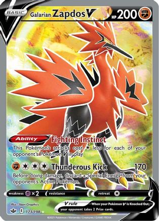 Galarian Zapdos V (Full Art) (173/198) [SWSH06 Chilling Reign] Holofoil - Ultra Rare