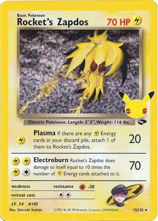 Rocket's Zapdos (015) [Celebrations Classic Collection] Holofoil - Classic Collection