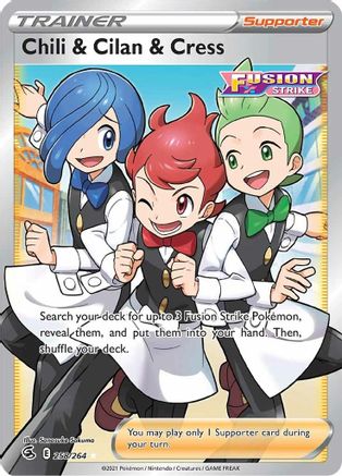 Chili & Cilan & Cress (Full Art) (258/264) [SWSH08 Fusion Strike] Holofoil - Ultra Rare