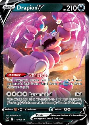 Drapion V (118/196) [SWSH11 Lost Origin] Holofoil - Ultra Rare