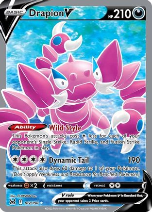 Drapion V (Full Art) (182/196) [SWSH11 Lost Origin] Holofoil - Ultra Rare