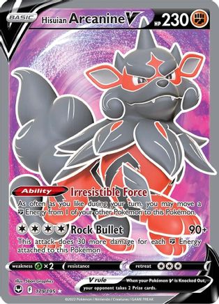 Hisuian Arcanine V (Full Art) (179/195) [SWSH12 Silver Tempest] Holofoil - Ultra Rare
