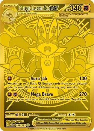Mega Lucario ex (188/132) [ME01 Mega Evolution] Holofoil - Mega Hyper Rare